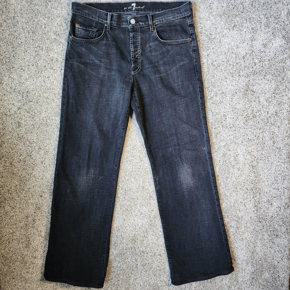 7 For All Mankind Pants Mens 33 Black‎ Chino Straight Stretch Denim Made in USA